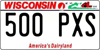 WI license plate 500PXS