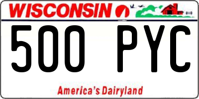 WI license plate 500PYC