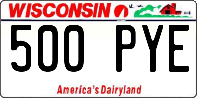 WI license plate 500PYE