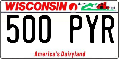 WI license plate 500PYR