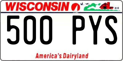 WI license plate 500PYS