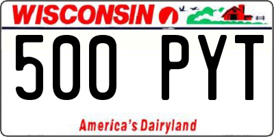 WI license plate 500PYT