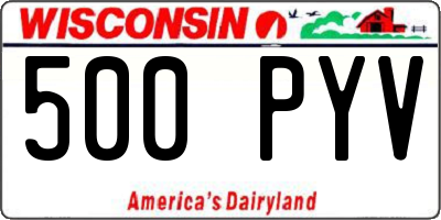 WI license plate 500PYV