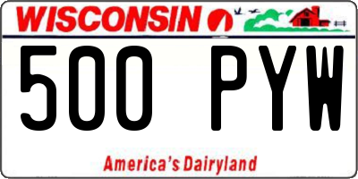 WI license plate 500PYW