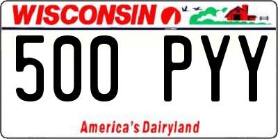 WI license plate 500PYY