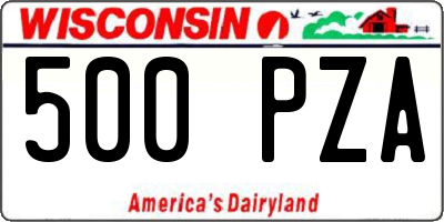 WI license plate 500PZA