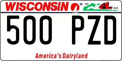 WI license plate 500PZD