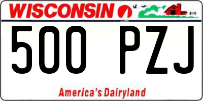 WI license plate 500PZJ
