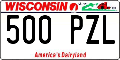 WI license plate 500PZL