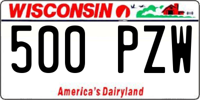 WI license plate 500PZW
