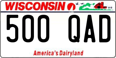 WI license plate 500QAD