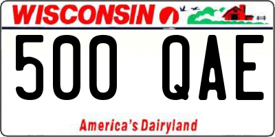 WI license plate 500QAE