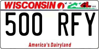 WI license plate 500RFY