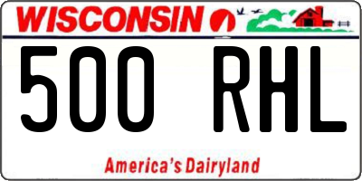 WI license plate 500RHL
