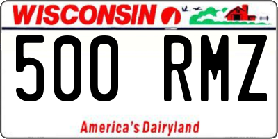 WI license plate 500RMZ
