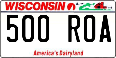 WI license plate 500ROA