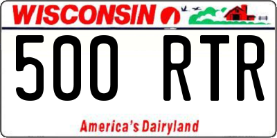 WI license plate 500RTR