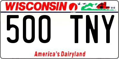 WI license plate 500TNY