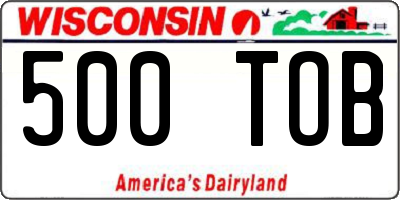 WI license plate 500TOB