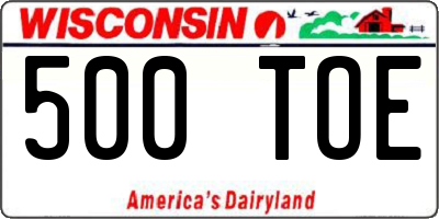 WI license plate 500TOE