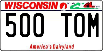 WI license plate 500TOM