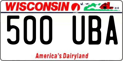 WI license plate 500UBA