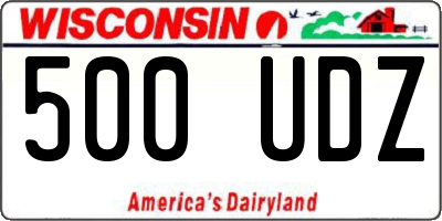 WI license plate 500UDZ