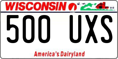 WI license plate 500UXS