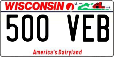 WI license plate 500VEB