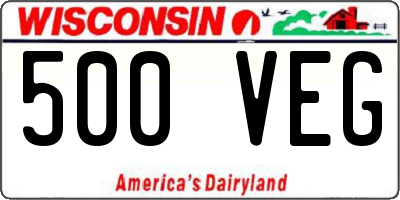 WI license plate 500VEG