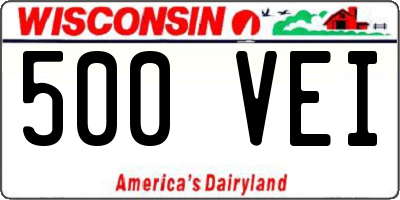 WI license plate 500VEI