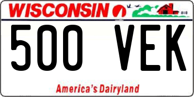 WI license plate 500VEK