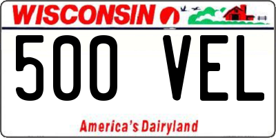 WI license plate 500VEL