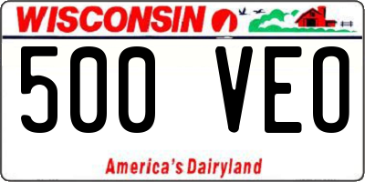 WI license plate 500VEO
