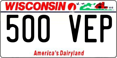 WI license plate 500VEP