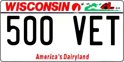 WI license plate 500VET