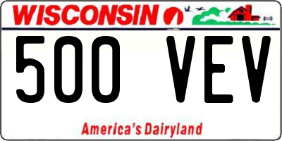 WI license plate 500VEV