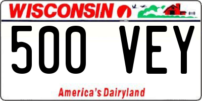 WI license plate 500VEY