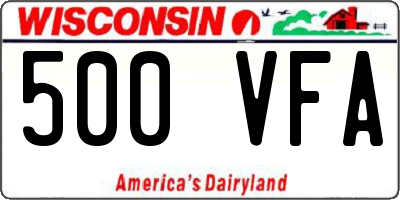WI license plate 500VFA