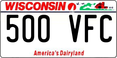 WI license plate 500VFC