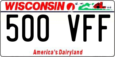 WI license plate 500VFF