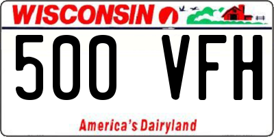 WI license plate 500VFH