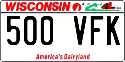 WI license plate 500VFK