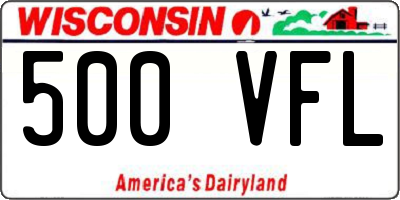WI license plate 500VFL