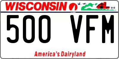WI license plate 500VFM