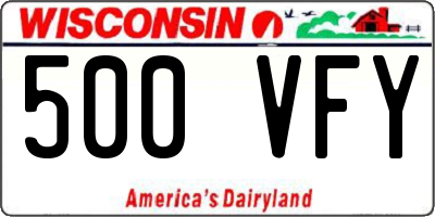 WI license plate 500VFY