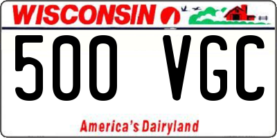WI license plate 500VGC