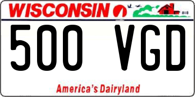 WI license plate 500VGD