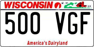 WI license plate 500VGF