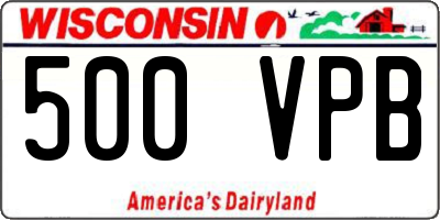 WI license plate 500VPB